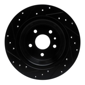 Ford Fusion Brake Rotor (1) - Rear Right - R1 Concepts - Drilled & Slotted - Black - `13-`20